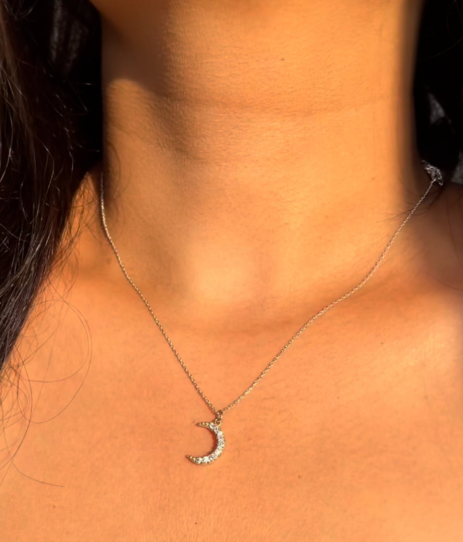 92.5 Silver Crescent moon Neckalce