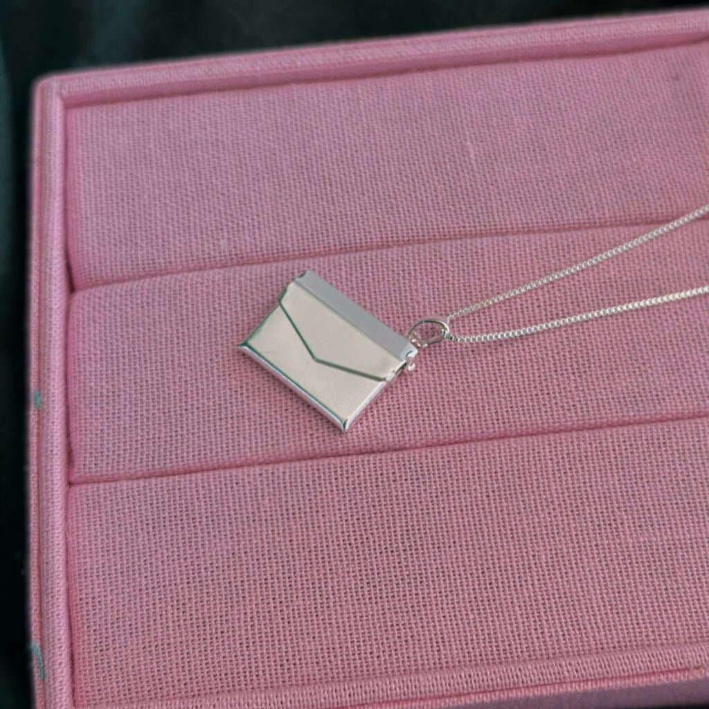 92.5 Silver Envelope Message Box Photo Customize Necklace For Your Loveones