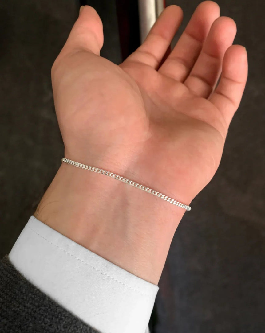 92.5 Silver Minimalist Bracelet For Him