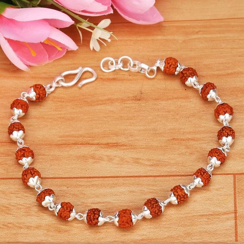 92.5 Silver unisex 5 Mukhi Original Rudraksh Bracelet