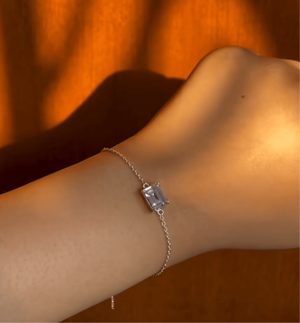 92.5 Silver white emerald Bracelet For her