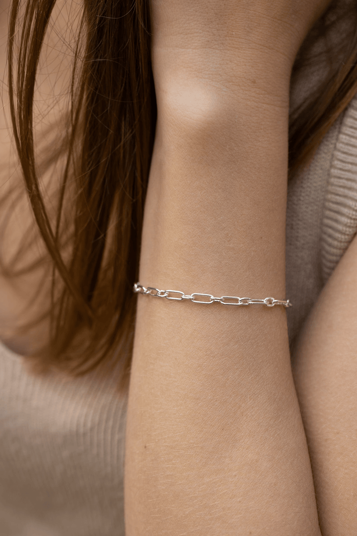 Silver Box Original 925 Silver Paper Clip Unisex Bracelet