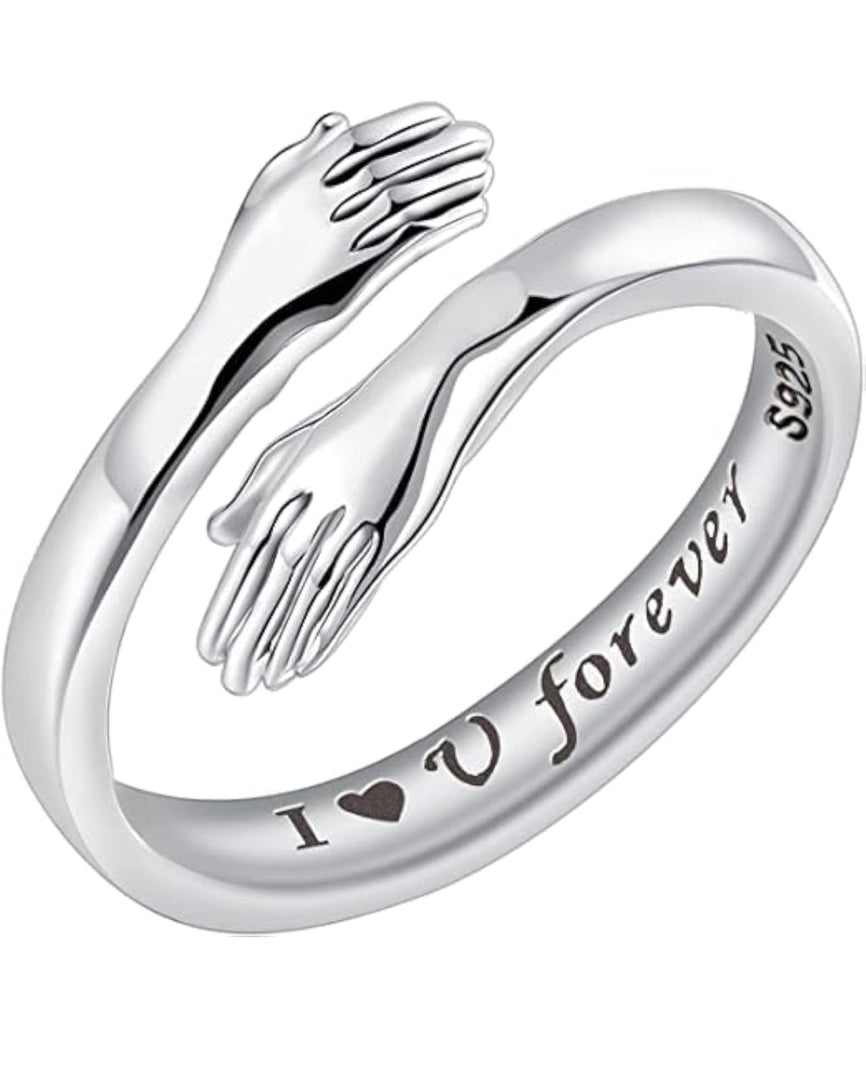 Silverboxoriginal 92.5 Hidden Name silver hug ring