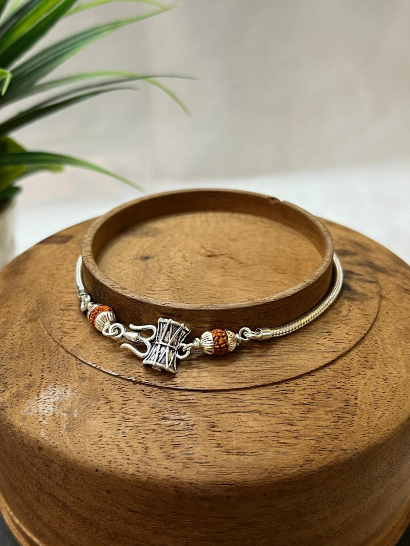 Trishul Sterling Silver Rakhi Bracelet